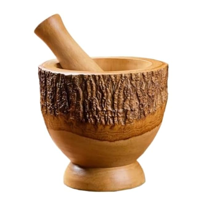 Mortar and Pestle Set Wooden Pestle Set Garlic Mortar Manual Garlic Paste Artifact Household Grinder Masher Seasoning Spice Tools
