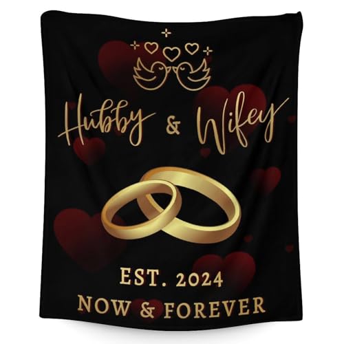 Mercuryelf Wedding Throw Blanket - Soft, Fuzzy & Warm - 30x40 Inches Marriage Prayer Blankets for Bride, Groom - Black Modern Throws Gifts for Newlywed Couples