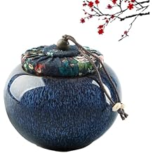 DUJUST Japanese Tea Canister, Kiln Altered Glaze Ceramic Tea Container with a Sealing Lid, Storage Jar for Loose Tea, Unique Tea Gift for Adults/Tea Lovers/Women/Men, Blue