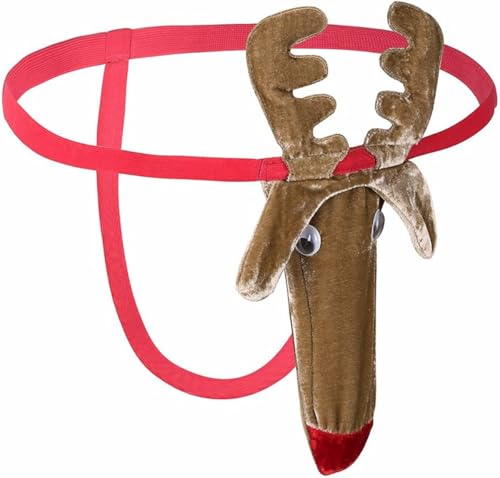 Anzhee Herren String Weihnachten Rentiere Thong Hirsch Sexy Unterwäsche für Männer G-String Lustige Unterhosen