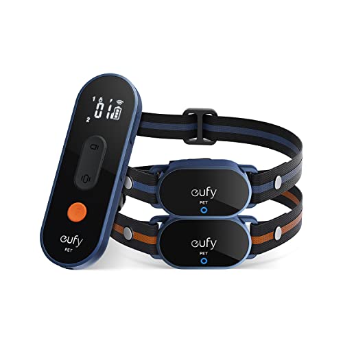 eufy Pet Dog Training Collar 2-Pack, 2 Rechargeable Training Collars with Remote, 3 Safe Training Modes, Soft Silicone…