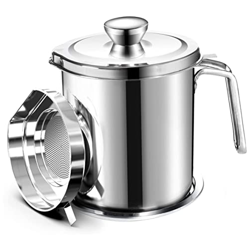 Grasa de Olla de Combate de Aceite Can 2 L Almacenamiento de Aceite de Acero Inoxidable Puede contenedor con Placa Antideslizante a Prueba de Polvo de Malla de Malla de Malla de Malla.
