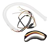 Lemonbest Pack of 2 Dual Color Switchback Headlight Soft Tube LED Strip DRL Daytime Light White & Amber Turn Signal Light DC 12V 60CM