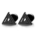 Stainless Steel Black Triangle Stud Earrings Unisex for Man and Women, Screw Back 2pcs