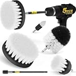 Holikme 4Pack Drill Brush Power Scrubber Cleaning Brush Extended Long Attachment Set All Purpose Drill Scrub Brushes Kit for Grout, Floor, Tub, Shower, Tile, Bathroom and Kitchen Surface White