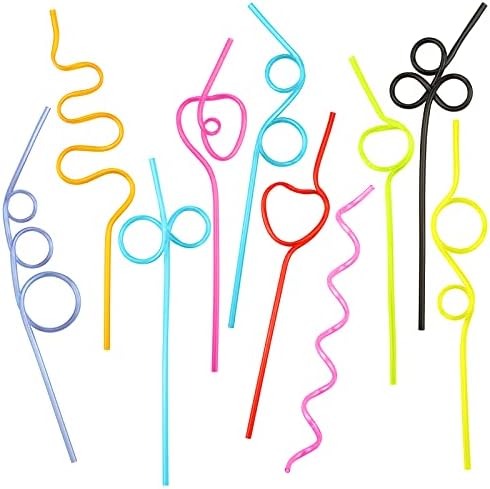 VOKOY 60pcs Crazy Loop Straws, Colorful Reusable Drinking Straws Funny Straws for Kids, Birthday Party, Parties, Carnivals