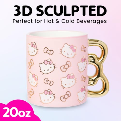 Image of Silver Buffalo Sanrio Hello Kitty Pink Gold, 3D Sculpted Handle Mug, 20oz