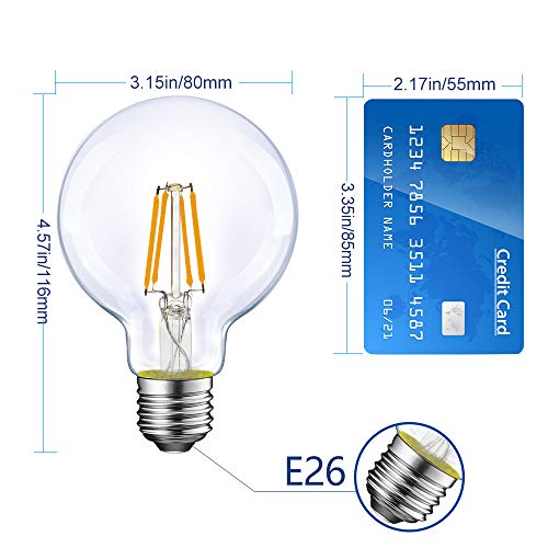 Energetic Smarter Lighting Dimmable Led Globe Light Bulb, G25 Led Vintage Light Bulb, 60W Equivalent, 500Lumens, 2700K Soft White, E26 Base, Ul Listed, 6-Pack #TOP1