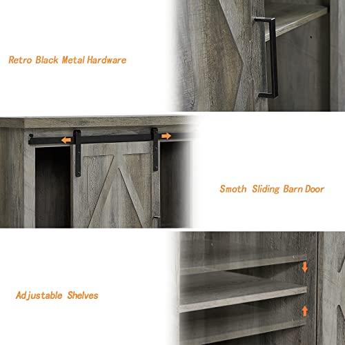 Okvnbjk Sideboard Buffet Cabinet,Coffee Bar Cabinet, 32In Cabinet With Sliding Barn Door, Small Farmhouse Buffet Table For Kitchen Living Room (Grey Wash) #TOP3