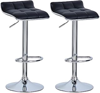 WOLTU Bar Stools Black Bar Chairs Breakfast Dining Stools for Kitchen Island Counter Bar Stools Set of 2 pcs Leatherette Exterior/Adjustable Swivel Gas Lift/Steel Footrest & Base