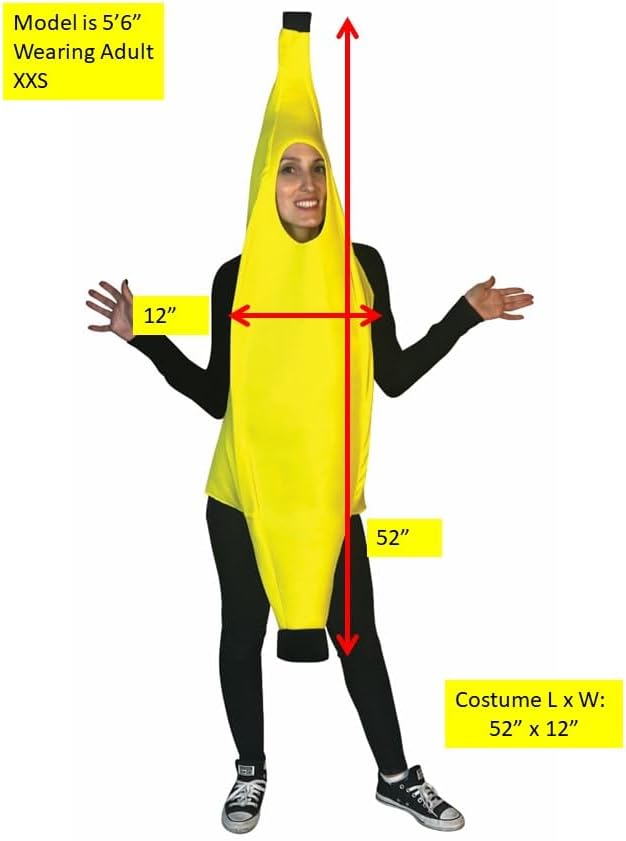 Rasta Imposta Banana Costume Adult Petite Unisex Fruit Tropical Food Dress Up Novelty Womens Funny Costumes, Adult Petite Unisex Size XXS - Image 4