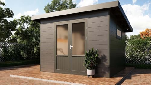 Finnhaus Wolff WPC Gerätehaus Terra 3030 28 Anthrazit/Hellgrau Gerätehaus aus Holz/Kunststoff in...