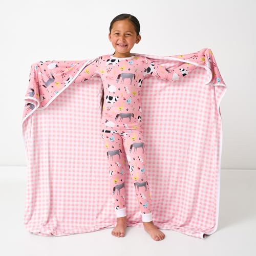 Image of Little Sleepies Cloud Blanket, 50 inch x 50 inch, Large, Pink Farm Animals
