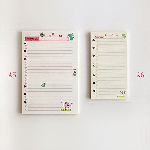 DadaCrafts(TM) A6 To-Do List Planner Organizer Refills Papers for 6-Rings Binder Notebook, 90 Sheets/180 Pages