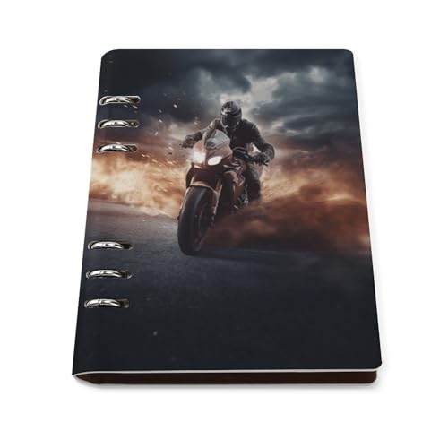 BTCOWZRV Man Ride A Motorcycle Notebook Refillable Note Book Spiral