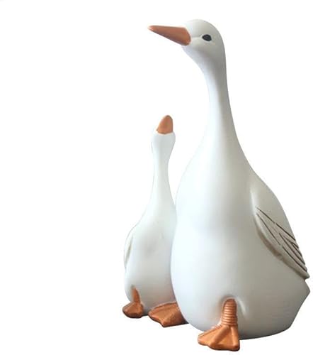 Estatua de resina realista de pato y patitos para decoración de patio, escultura duradera y dibujada a mano (tamaño pequeño (3.9 in x 2.4 in)