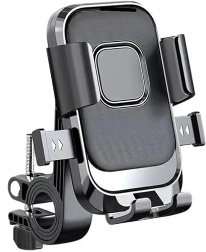 Image of ENNIX Bike Mobile Holder for Bicycle Scooter & Motorcycle | 360 Degree Rotatable Handlebar Phone Mount with Shock Absorption & Secure Lock | Mobile Stand for 4 to 6.9 Inch Smartphones | Black