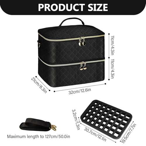 Estuche organizador de esmalte de uñas de doble capa para 40 botellas y lámpara 4