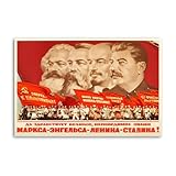 JAWWENHA Communism Propaganda Marx Engels Lenin And Stalin 1953 Propaganda Poster Decorative Painting Canvas Wall Art Living Room Posters Bedroom Painting 16x24inch(40x60cm)