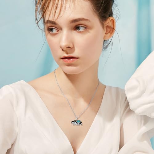 Turquoise Bear Necklace 925 Sterling Silver Genuine Blue Turquoise Vintage Nature Bear Pendant Western Jewelry Gifts for Women2