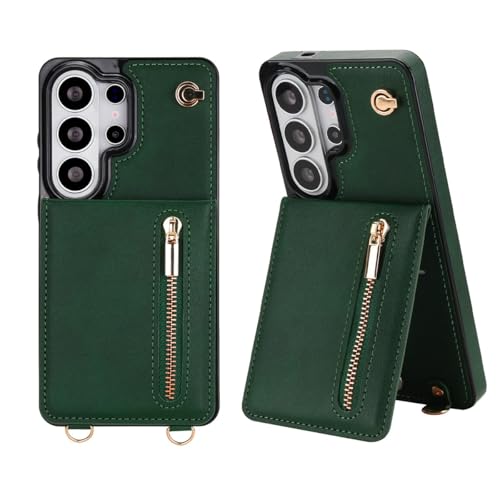 Étui pour Samsung S23 FE : housse portefeuille verte en cuir