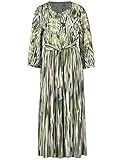 Nachhaltiges Material Gerry Weber Damen Gemustertes A-Linien-Kleid mit Bindegürtel 3/4 Arm, Ballonärmel, geknöpfte Armschlitze Kleid Gewebe A-Linien-Kleid Gemustert lang Ecru/Weiss/Grün Druck 46