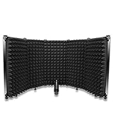 Studio Recording Mic Isolation Shield, Portable Foldable Microphone Reflection Filter with Microphone Shield Acoustic Foam by SUNMON