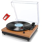 WAVOTIQ レコードプレーヤー スピーカー内蔵 交換針1本付 防塵カバー 33/45/78回転対応 Bluetooth5.0モード 木製台座 RCA音声出力端子 木目調 日本語説明書 12ヶ月保障