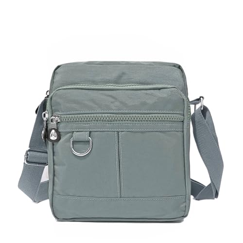 GFM® Women's Nylon Crossbody Bag for Women – Lightweight Waterproof Across Crossover Over Shoulder Cross body Small Medium Holiday Travel Multiple Zip Pockets (NCB-8)(Duck Egg Green)(NCB-9925-DEGG)