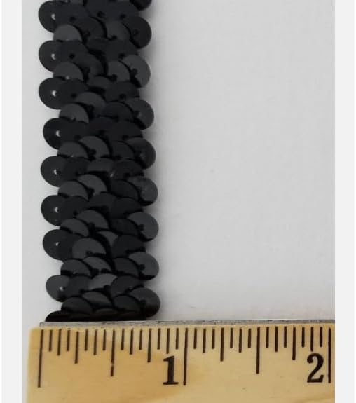 Generic 1 Pcs 3/4"" Black Stretch Sequins Trimming 15 Yards -Rk5