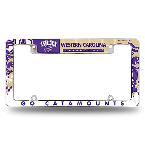 Rico Industries NCAA Western Carolina Catamounts Primary 12" x 6" Chrome All Over Automotive License Plate Frame for Car/Truck/SUV
