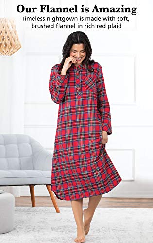 Pajamagram Womens Flannel Nightgown Women - Christmas Nightgown, Red, M / 8-10 #TOP2