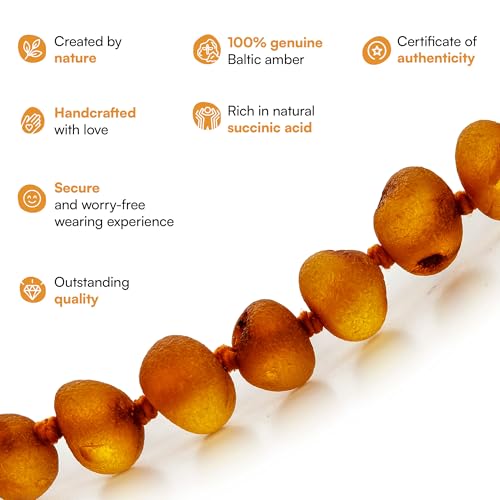 Baltic Amber Necklace (Authentic, Certified) - 12.5 inches - Unisex Jewelry - Polished or Raw/Unpolished Real Amber Beads - Proud to Deliver Genuine Baltic Sea Wonder4