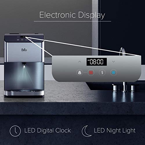 Brio Moderna Self-Cleaning Bottleless Countertop Water Cooler Dispenser - with 3-Stage Water Filter and Installation Kit, Tri Temp Dispense, and LED Night Light - UL/Energy Star Approved