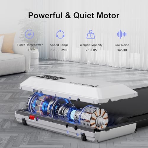Superun 2.5HP Portable Under Desk Treadmill, 265LB Capacity, Low Noise, Free Installation