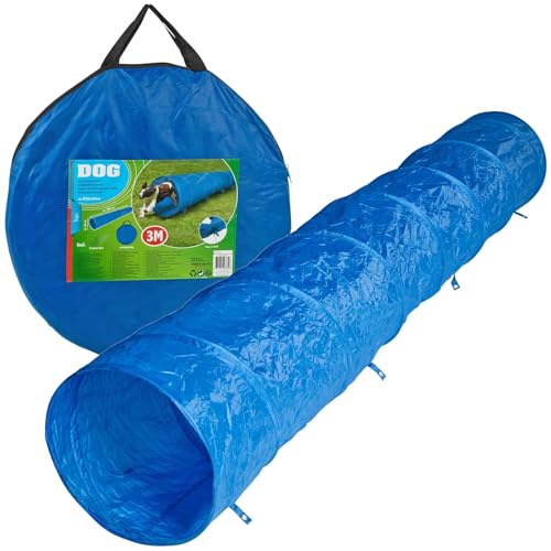 URBNLIVING Professional Dog Agility Training Tunnel 3m | Heavy-Duty Exercise Tube with Metal Ground Pegs Pins & Storage Carry Case