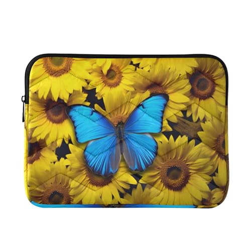Funda para laptop 13-14 pulgadas con diseño mariposa y girasol
