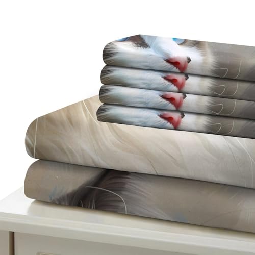Housse de couette chat 200x200 parure lit microfibre - 7