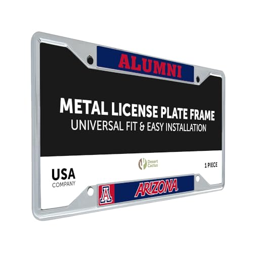 Desert Cactus University of Arizona Car Accessories Wildcats Metal License Plate Frame and Tag Holder for Front or Rear of Car (Alumni)