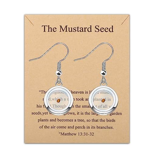 WSNANG Mustard Seed of Faith Cards Mustard Seed Necklace Religious Inspirational Mustard Seed Jewelry for Women
