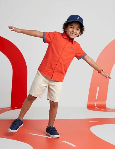 Image of Amazon Brand - Symbol Boys 100% Cotton Solid Casual Shirt | Half Sleeves | Regular Fit | Age 2-14 Years
