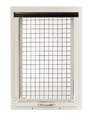 Apple Outdoor Supply 14x21 Chicken Coop Window Flush Mount Tilt-Out Window with Tempered Glass & Screen White 1-Pack
