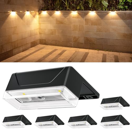 Illuminate Your Outdoors with These Top Solar Powered Fence Lights 5 Ellasay Solar Fence Lights Outdoor: IP65 Waterproof RGB Solar Powered with 8 Lighting Modes - Wall Decor for Garden Patio Backyard Balcony Porch 6 Pack