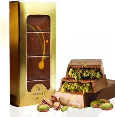 Narperi Dubai Chocolate Bar Pistachio I Viral Knafeh Chocolate Bar with Pistachio Cream and Kataifi, 3.5 oz Handmade Luxury