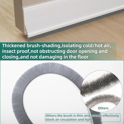 Image of URBANMONK 2-Pack Door Bottom Sealing Strip with Brush | Self Adhesive Door Gap Filler Rubber with | Bottom Sealing Strip Guard | Protector from Cockroach, Insect, Bugs, Air & Dust | White