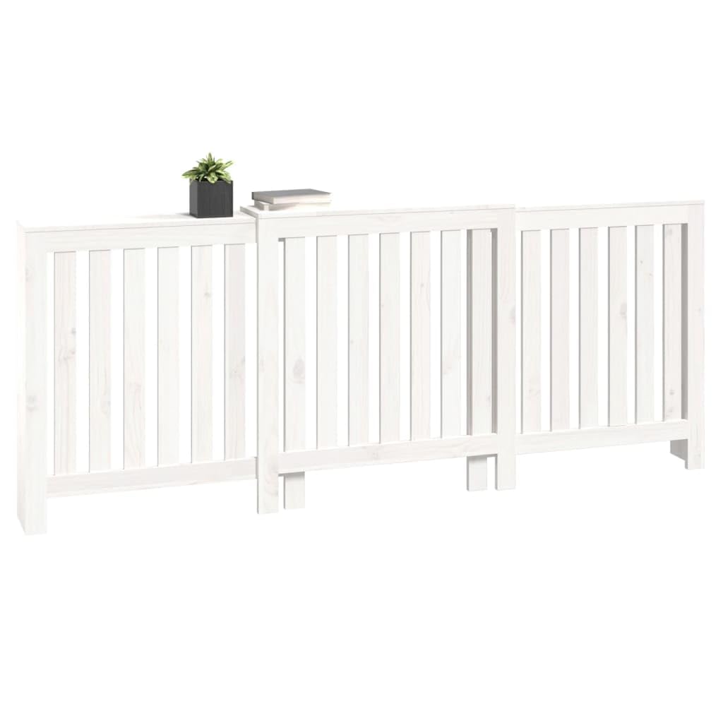 vidaXL Cache-radiateur Armoire de Radiateur Couverture de Chauffage Salon Salle de Séjour Intérieur Blanc 210x21x85 cm Bois Massif de Pin