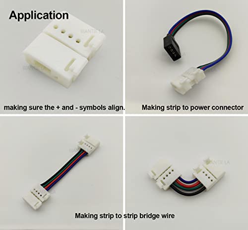 Biantie La 4 Pin Rgb Led Light Strip Connectors 10Mm Unwired Clips Solderless Adapter Terminal Strip To Wire Extension Connection For 12V Non-Waterproof 5050 Multicolor Led Strip Lights #TOP4