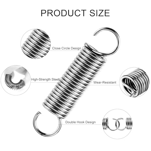 Sturiz 5 Stück Zugfedern mit Haken Spannfeder Feder Edelstahl Rückholfeder Stahlfeder Spannfedern mit Haken 2.5x18x90mm Zugfedern ösen Spiralfeder Metallfeder Spannfeder für Sonnensegel Garagentor