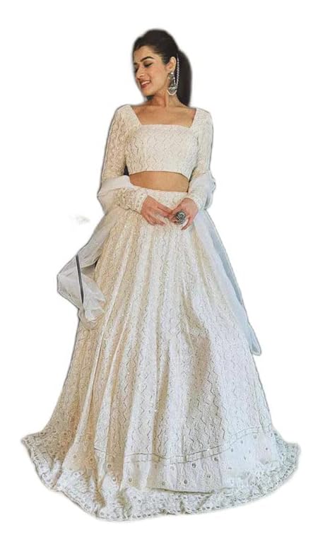 TRENDMALLS Women's Georgette Embroidery Sequence Work Wedding Lehenga Choli with Dupatta Ready To Wear