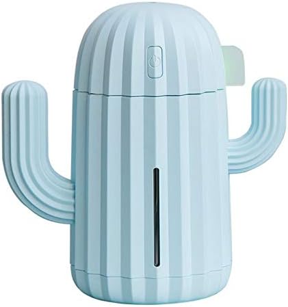 Mini Humidifier Single Room Humidifiers with Night Light Portable Cactus Air humidifier for for Yoga, Office, spa, Bedroom,Baby Room,Silica Gel Diffuser for tap Water only (Blue)